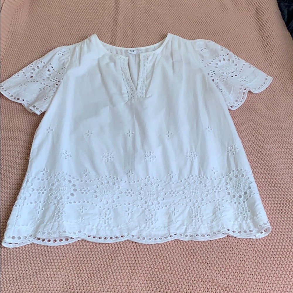 Gap-short sleeve,white cotton blouse
